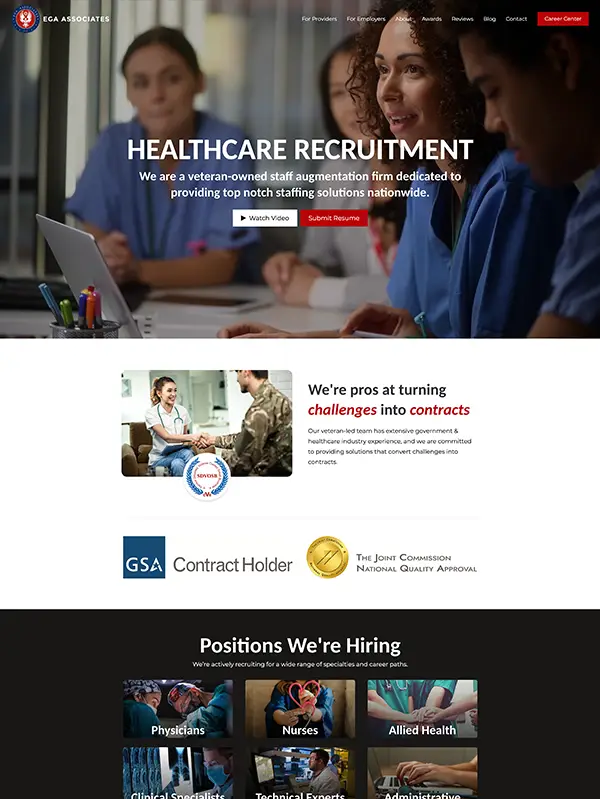 Portfolio Screenshot of EGA website