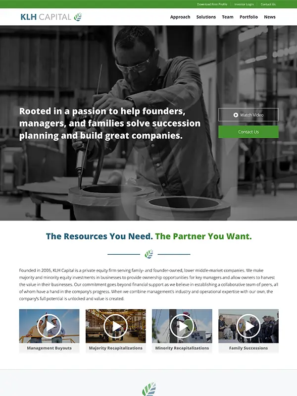 Portfolio Screenshot of KLH Capital website